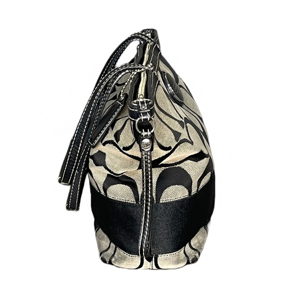 Coach Signature Stripe Black and Gray Monogram Tote Shoulder Bag - Picture 2 of 12
